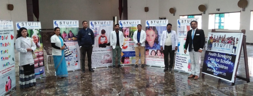 Mobile Health team of Stufit approach private limited while conducting a health screening camp at a school.